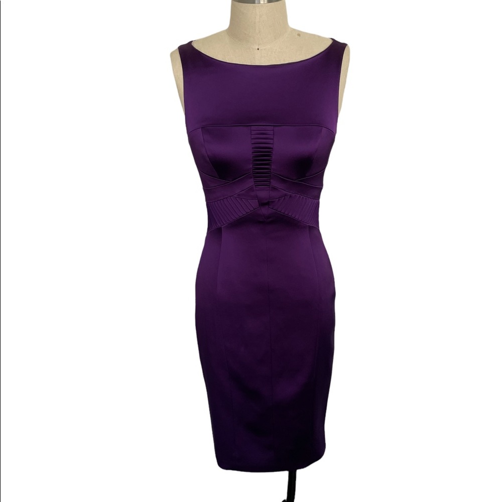 Karen Millen Purple Satin Sheath Dress Size 4